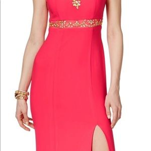 Betsy & Adam Navy Blue Embellished Gown
